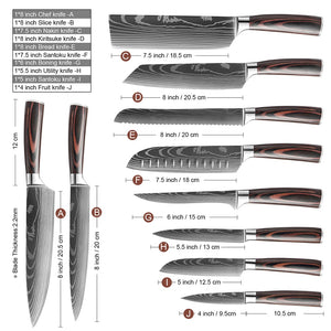 XITUO 1-10 Pcs Set Kitchen Chef Knives