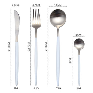 Gold Cutlery Set 304 Stainless Steel Cutlery Set Chopsticks Butter Knife Dessert Spoon Dinner Fork Tea Ice Spoon Tableware Set