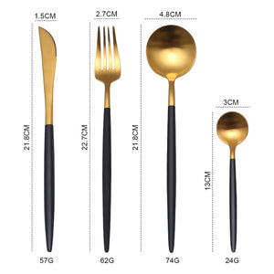 Gold Cutlery Set 304 Stainless Steel Cutlery Set Chopsticks Butter Knife Dessert Spoon Dinner Fork Tea Ice Spoon Tableware Set