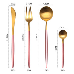 Gold Cutlery Set 304 Stainless Steel Cutlery Set Chopsticks Butter Knife Dessert Spoon Dinner Fork Tea Ice Spoon Tableware Set