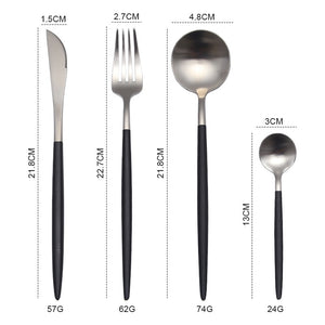 Gold Cutlery Set 304 Stainless Steel Cutlery Set Chopsticks Butter Knife Dessert Spoon Dinner Fork Tea Ice Spoon Tableware Set