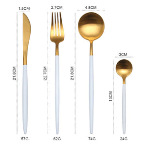 Gold Cutlery Set 304 Stainless Steel Cutlery Set Chopsticks Butter Knife Dessert Spoon Dinner Fork Tea Ice Spoon Tableware Set