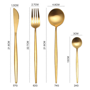 Gold Cutlery Set 304 Stainless Steel Cutlery Set Chopsticks Butter Knife Dessert Spoon Dinner Fork Tea Ice Spoon Tableware Set