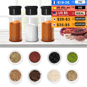 5/10/15/20PC Jars for spices Salt and Pepper Shaker Seasoning Jar spice organizer Plastic Barbecue Condiment Kitchen Gadget Tool