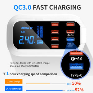 8 Ports USB Charger Charger For Android & iPhone